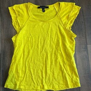 White House Black Market Go Getter Ruffle Tee Top - Yellow